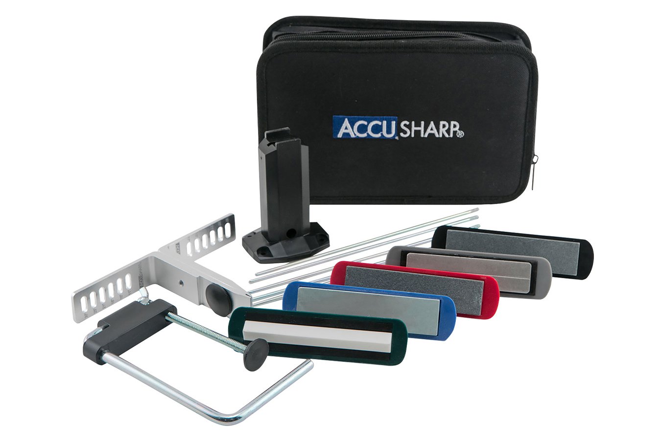 Accusharp/fortuneprodinc  5-Stone Precision Set Extra Coarse/Coarse/Medium/Fine/ Ultra-Fine Diamond, Alumina, Ceramic Sharpener Multi Color