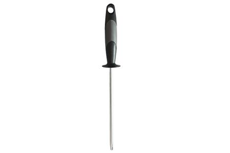 SHARPENING STEEL 9 INCH DIAMOND STEEL BLACK OVERMOLDED RUBBER HANDLE STEEL