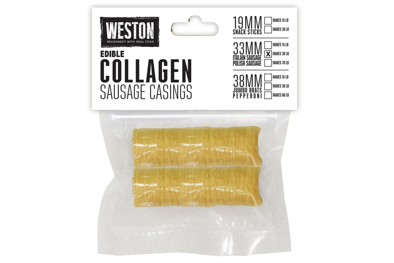 Weston Brand Edible Collagen Sausage Casing, 33mm