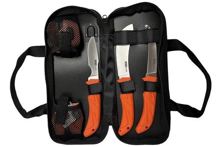 ACCUSHARP/FORTUNEPRODINC 6-Piece Processing Kit, Stainless Steel Blades, Non-Slip Orange Grip, Nylon Case - ACCUSHARP/FORTUNEPRODINC