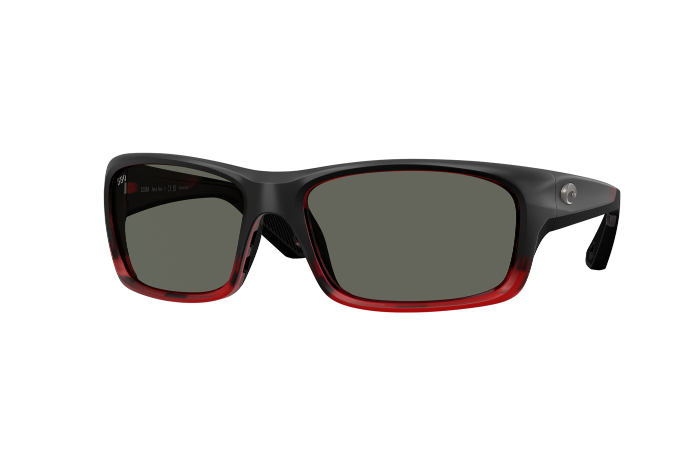 Costa Del Mar Jose Pro Sunglasses with Red Sky Frame and Gray Polarized Lenses