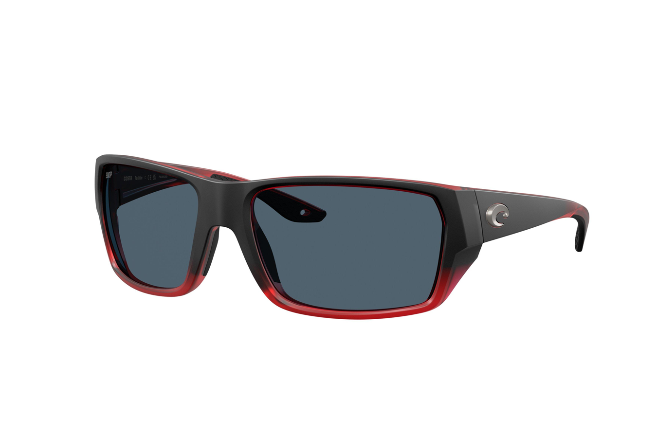 Costa Del Mar Tailfin Sunglasses with Red Sky Frame and Gray Polarized Lenses