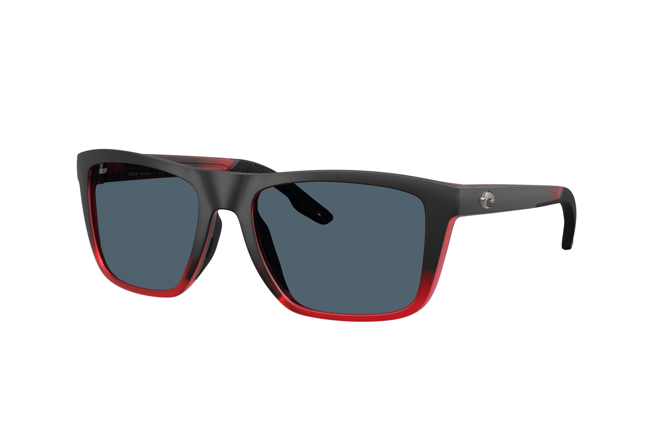 Costa Del Mar Mainsail Sunglasses with Red Sky Frame and Gray Polarized Lenses