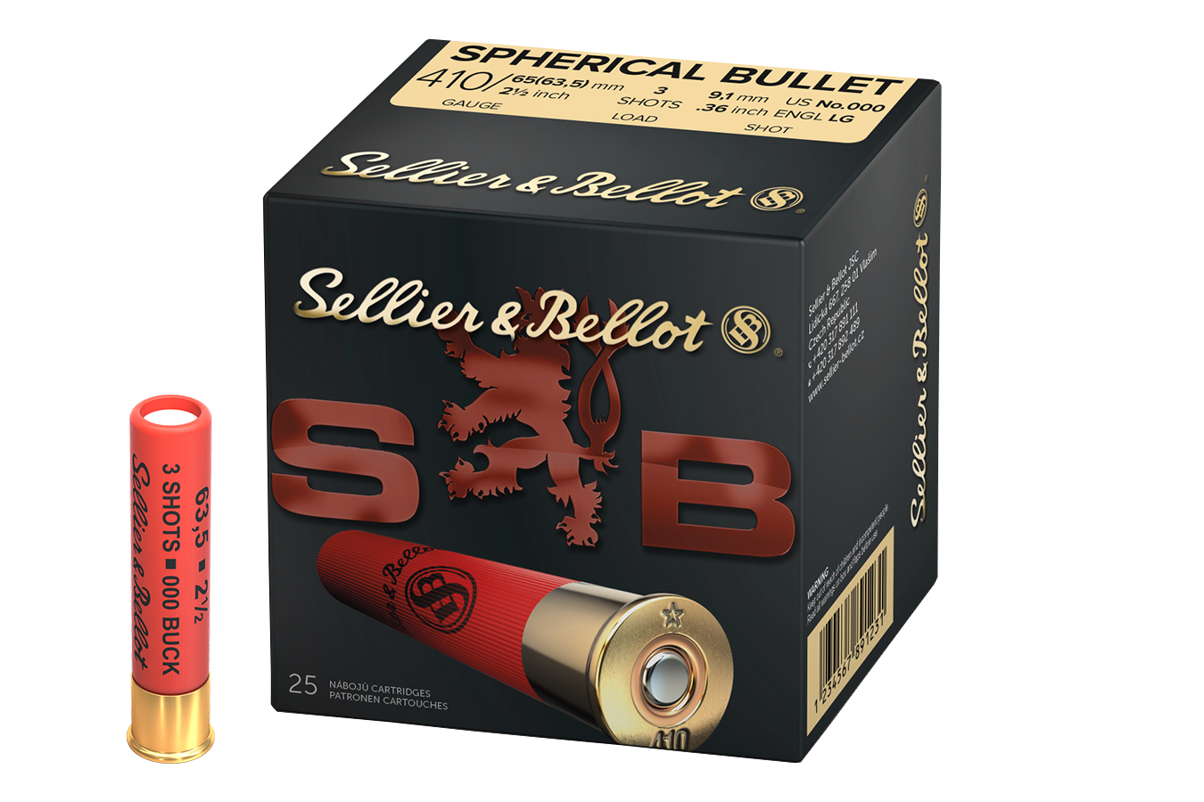 Sellier And Bellot 410 Bore 2 1/2 Inch 3-Pellet 000 Buckshot 25/Box