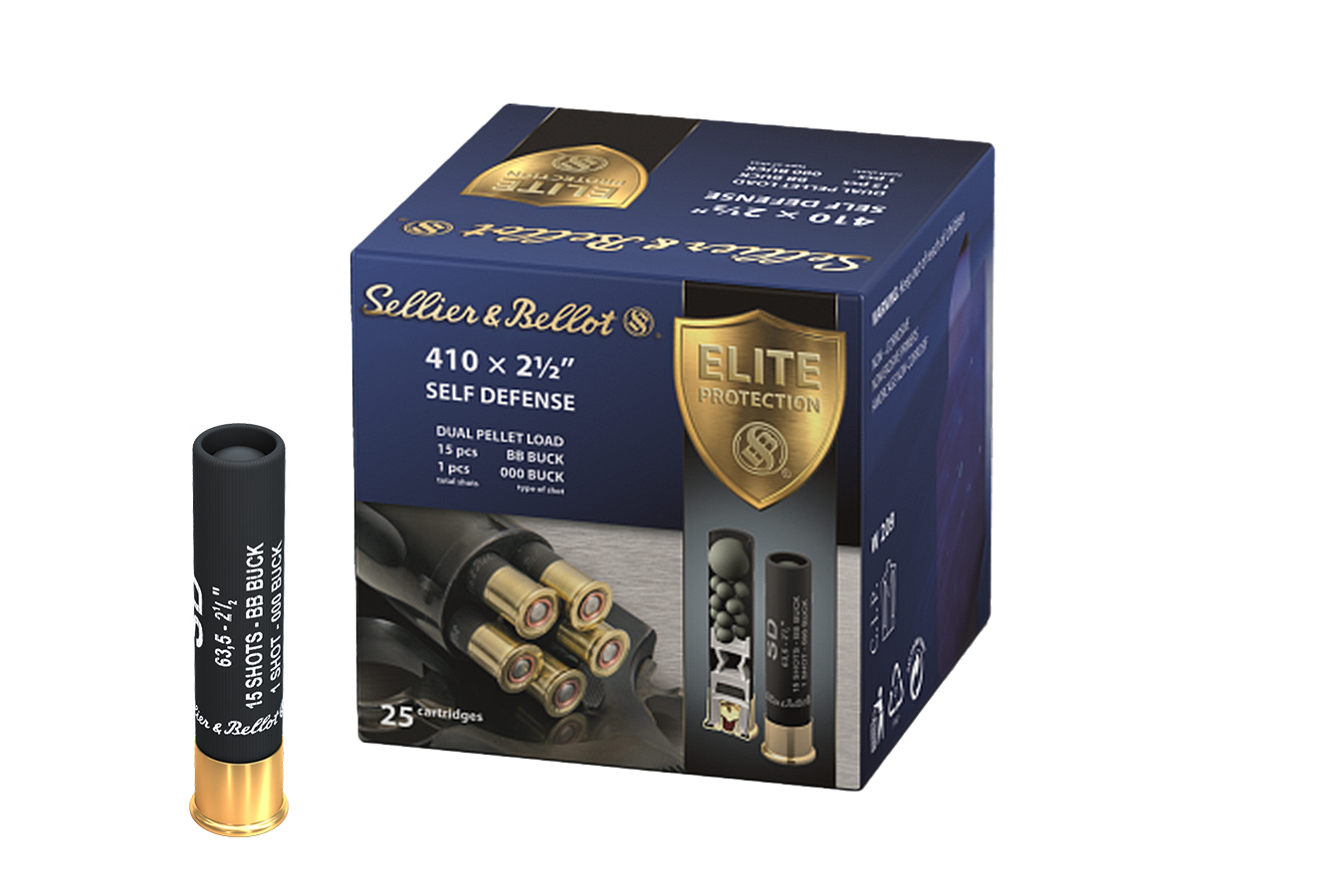 Sellier And Bellot 410 Bore 2 1/2 Inch 15-BB 000 Buckshot Self Defense 25/Box