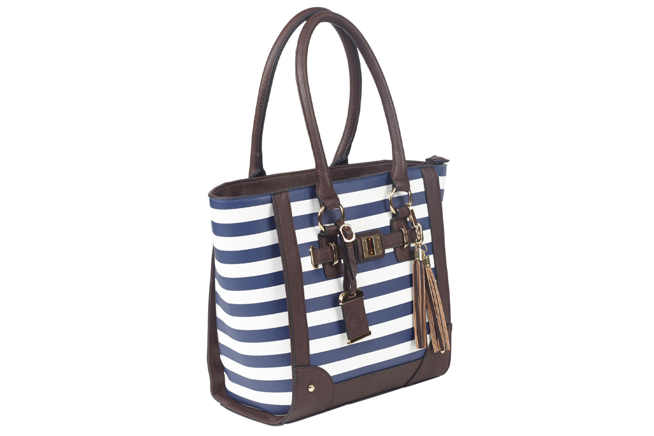 Bulldog Navy Striped Leather Concealed Carry Tote