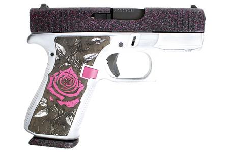 G43X 9MM PISTOL W/ BLACK GLITTER SLIDE AND TANGO ROSE GRIP