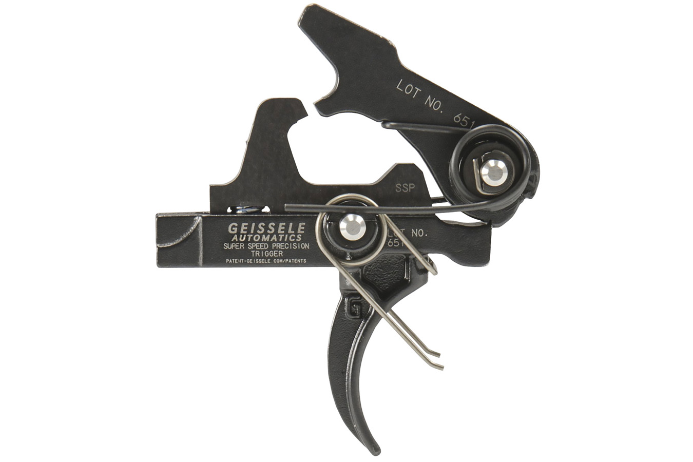 Geissele SSP Single-Stage Curved Trigger with 3-3.75 lbs Draw Weight & Black Oxide Finish for AR-Platform