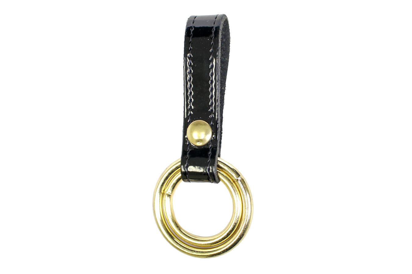 Gould And Goodrich Hi-Gloss Leather Double Ring Flashlight Holder with Brass Ring