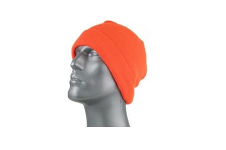 MENS THINSULATE SUPERSTRECH ARCYRLIC KNIT CUFF HAT ORANGE