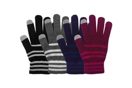 LADIES TS STRIPED ACRYLIC KNIT STRETCH GLOVE