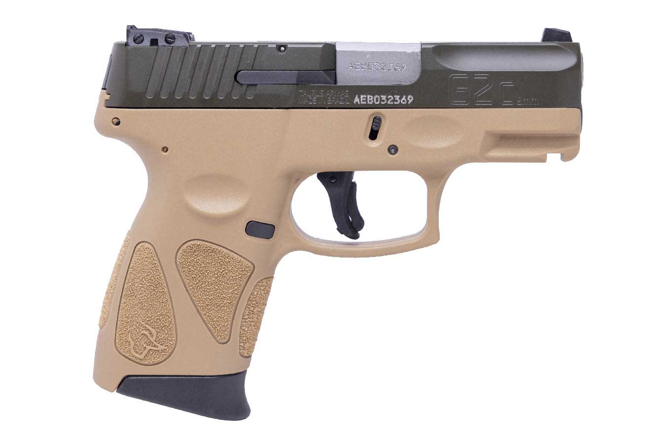 Taurus G2C 9mm Compact Pistol with Tan Frame and Green Slide