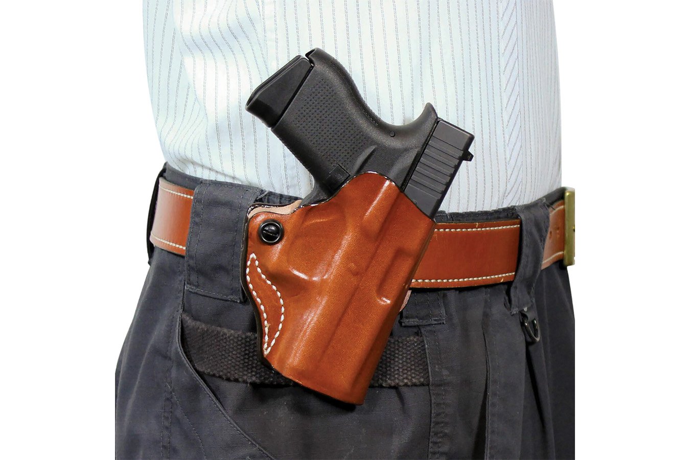 Desantis Mini Scabbard OWB Tan Leather Belt Slide Holster for Springfield Prodigy w/wo Red Dot