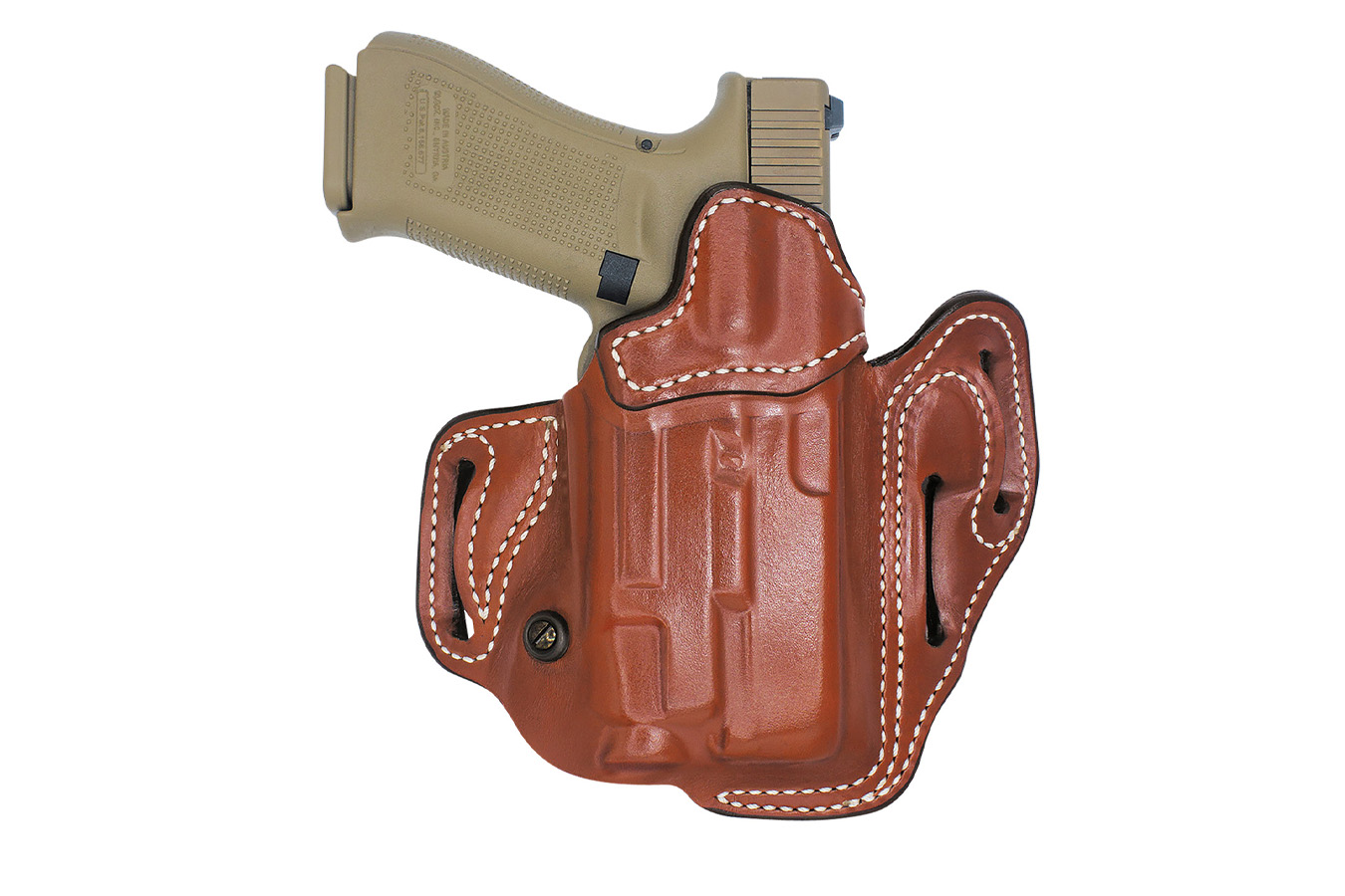 Desantis Vengeance Scabbard OWB Tan Leather Holster for Glock 17/22/31 with SURFR X300 OR