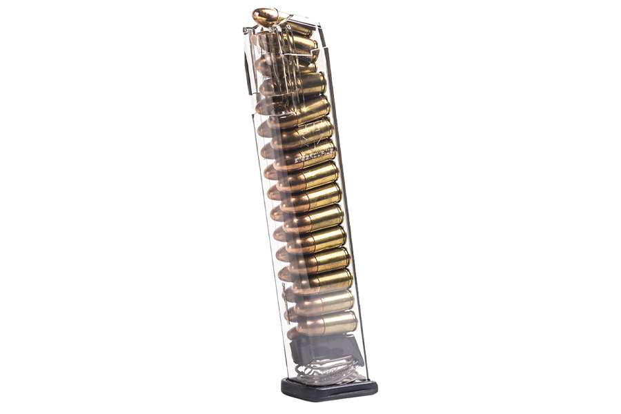 Elite Tactical Systems Pistol Mags Competition Legal 27rd Extended 9mm Luger Compatible w/Glock 17/18/19/19X/26/34/45 Gen1-5 Clear Polymer