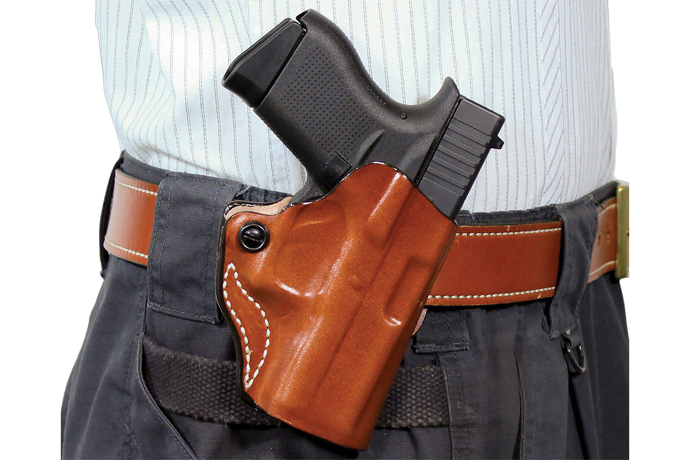 Desantis Mini Scabbard OWB Tan Leather Belt Slide Holster forSig Sauer P365 with Red Dot (Right Hand)