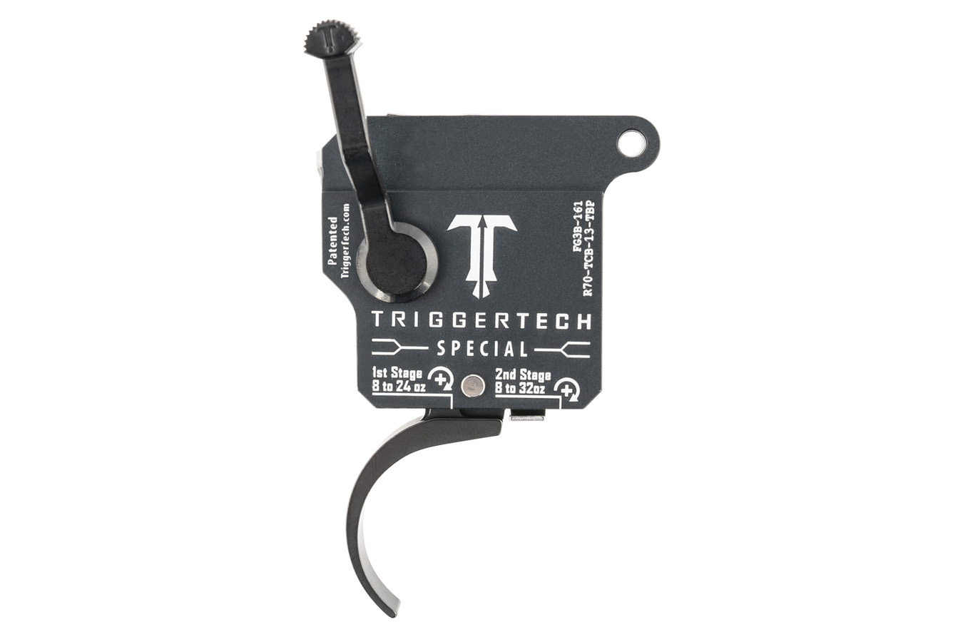 Triggertech Special Two-Stage Pro Curved Trigger with 1-3.50 lbs Draw Weight & Matte Gray w/Black Parts Finish for Remington 700 Rig