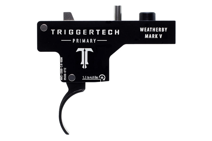 Triggertech Primary Single-Stage Curved Trigger with 1.50-4 lbs Draw Weight & Black PVD Finish for Weatherby Mark V