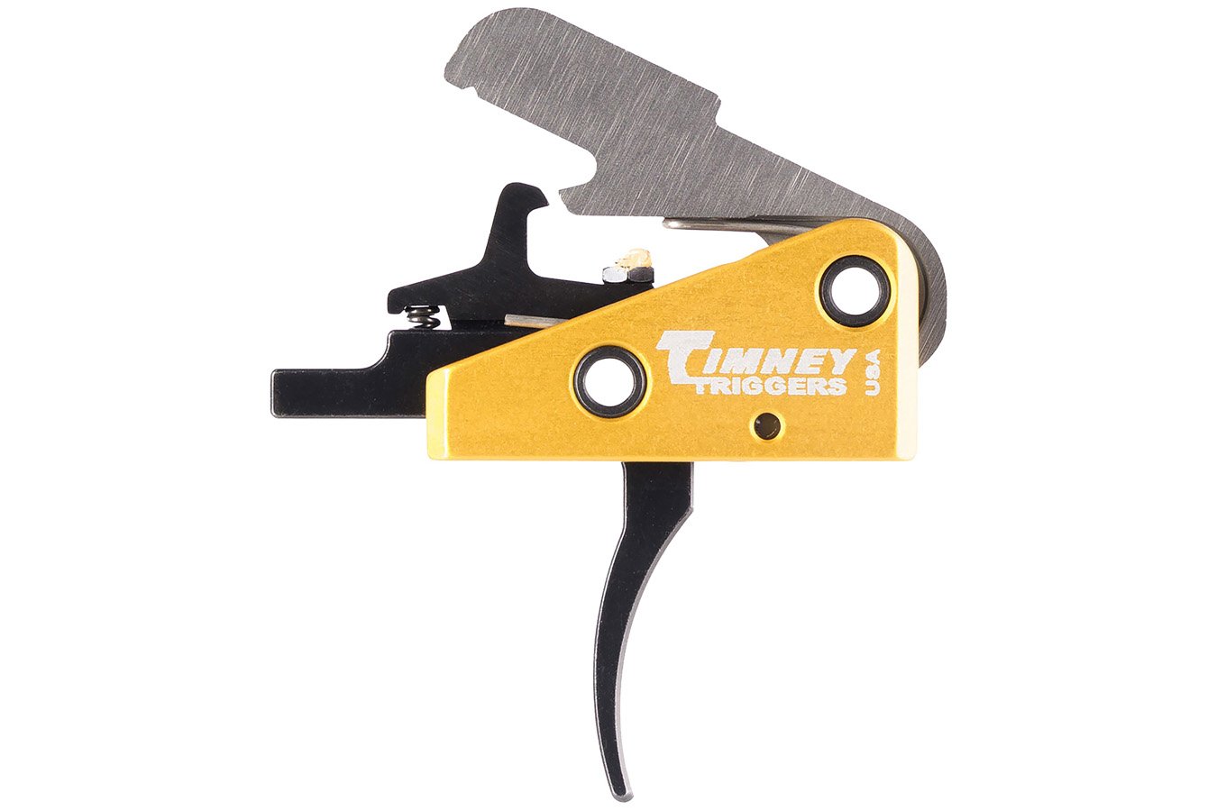 Timney Competition Trigger Single-Stage Curved Trigger with 3 lbs Draw Weight & Black/Gold Finish for AR-15