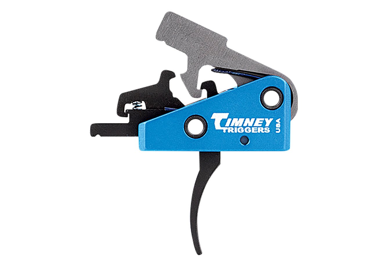 Timney Targa Long Trigger Two-Stage Curved Trigger with 2 lbs Draw Weight & Black/Blue Finish for AR-Platform