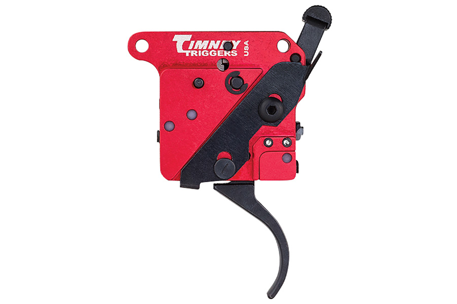 Timney 2-Stage Two-Stage Curved Trigger with 1-1.50 lbs Draw Weight & Black/Red Finish for Remington 700 Right