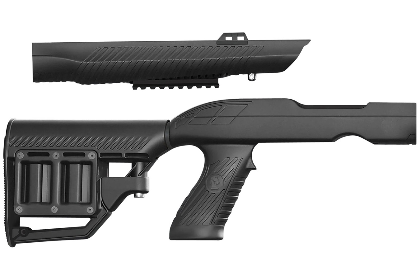 Adaptive Tactical Black Synthetic, Adjustable Stock with Magazine Compartments, Stowaway Accessory Rail, Fits Ruger 10/22 Takedown 