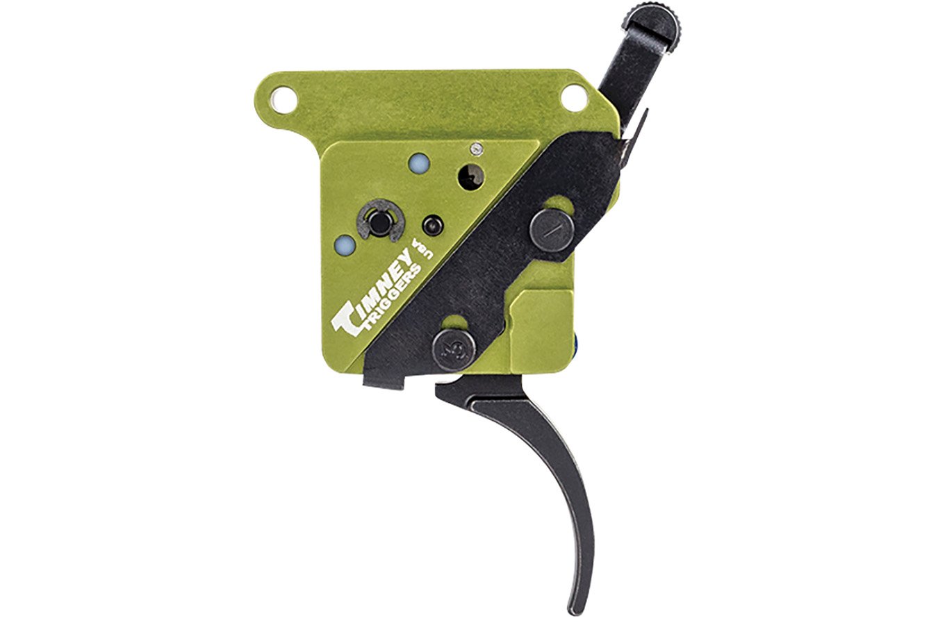 Timney Elite Hunter Thin Curved Trigger with 3 lbs Draw Weight & Black/Green Finish for Remington 700 Right