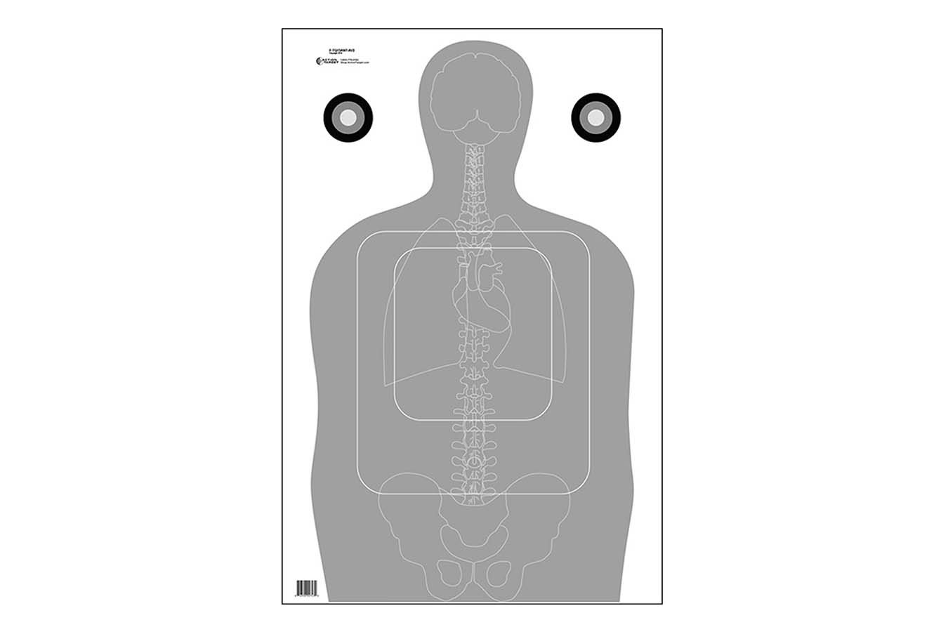 Action Targets Qualification Silhouette/Vitals Paper, 100/Box