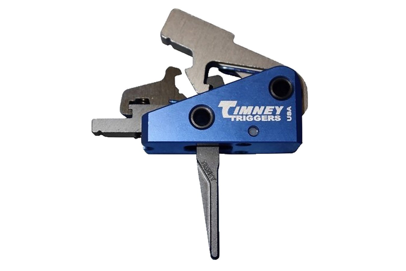 Timney Targa Long Trigger Two-Stage Straight Trigger with 2 lbs Draw Weight & Black/Blue Finish for AR-Platform