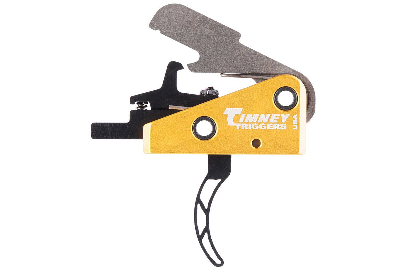 Timney Competition Trigger Single-Stage Skeletonized Curved Trigger with 3 lbs Draw Weight & Black/Gold Finish for AR-15