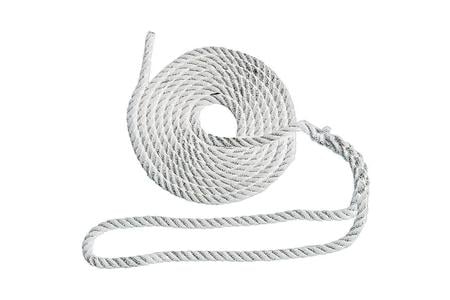 DOCK LINE 3/8IN X 15FT HAND SPLICED 3-STRAND NYLON WHITE, W/12IN EYE SPLICE