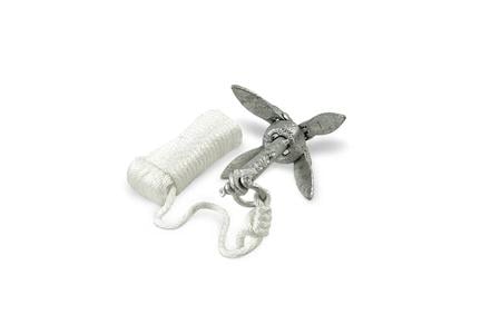 FOLDING ANCHOR KIT 1.5 ANCHOR W/SHACKLE  30FT 3/16IN WHITE NYLON LINE