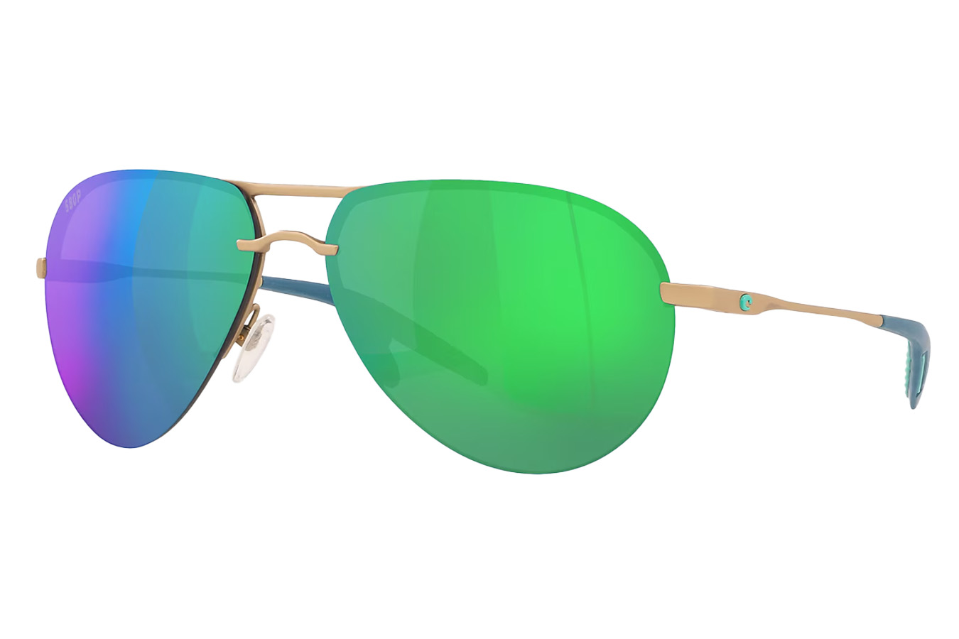 Costa Del Mar Helo Matte Champagne Frames with Green Mirror Lases