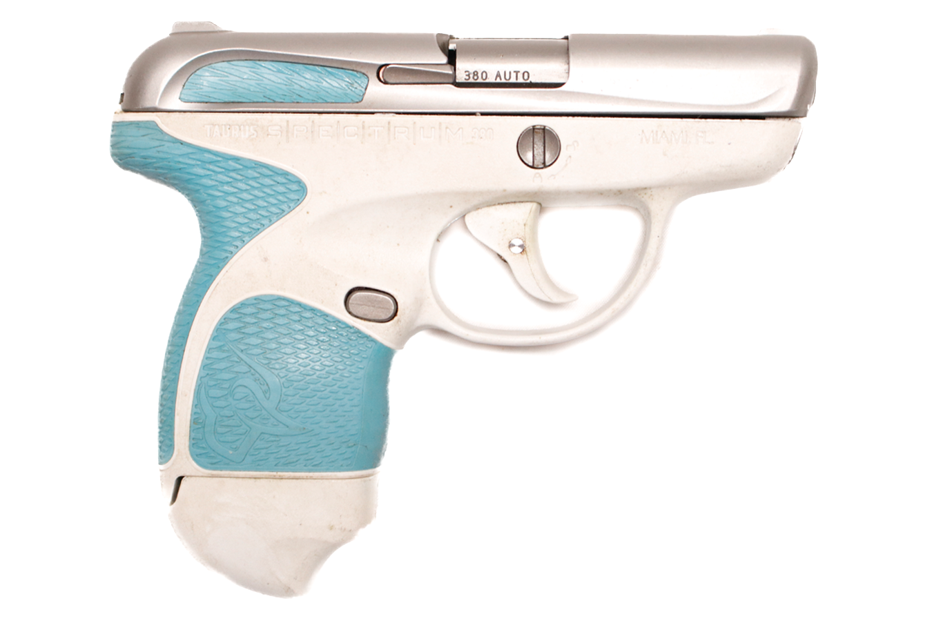 Taurus Spectrum 380 ACP Police Trade-In Pistol with White Frame and Blue Accents