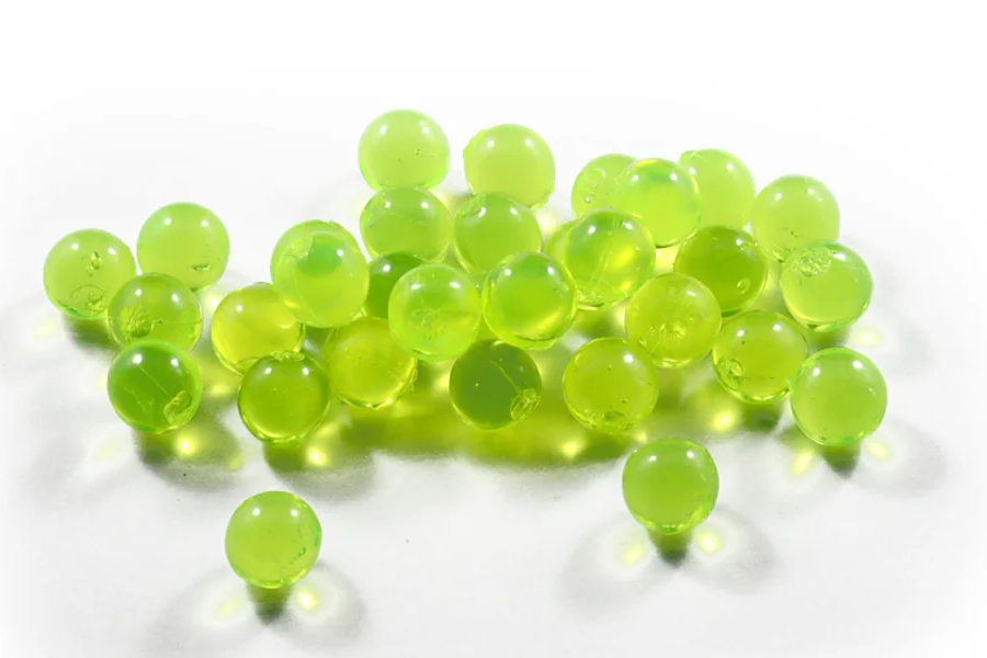 P Line Round Rigging Beads 10 MM 30 Piece - Clear/Chartreuse