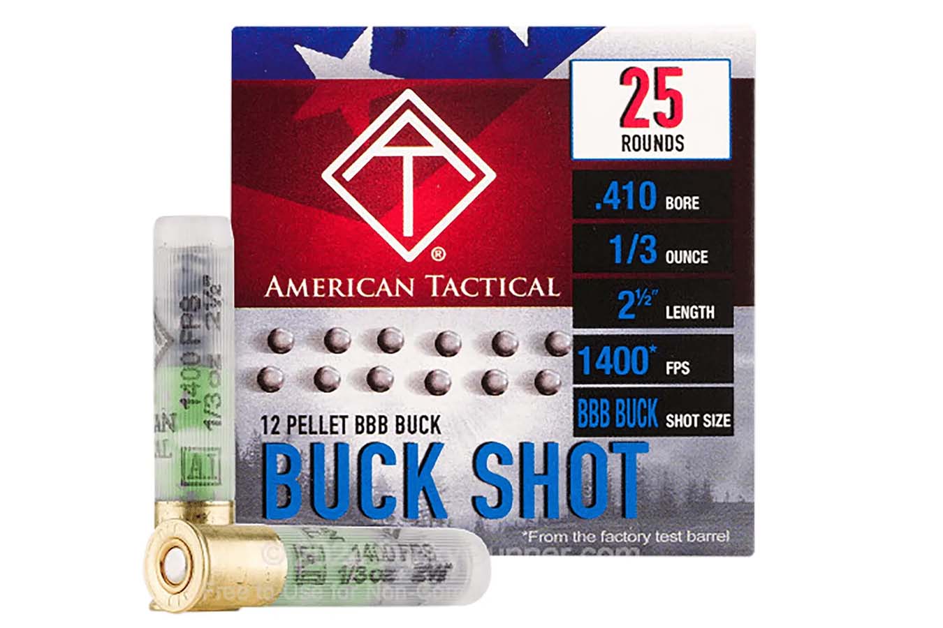 American Tactical 410 Bore 2 1/2 Inch 1/3 oz BBB Buckshot 25/Box