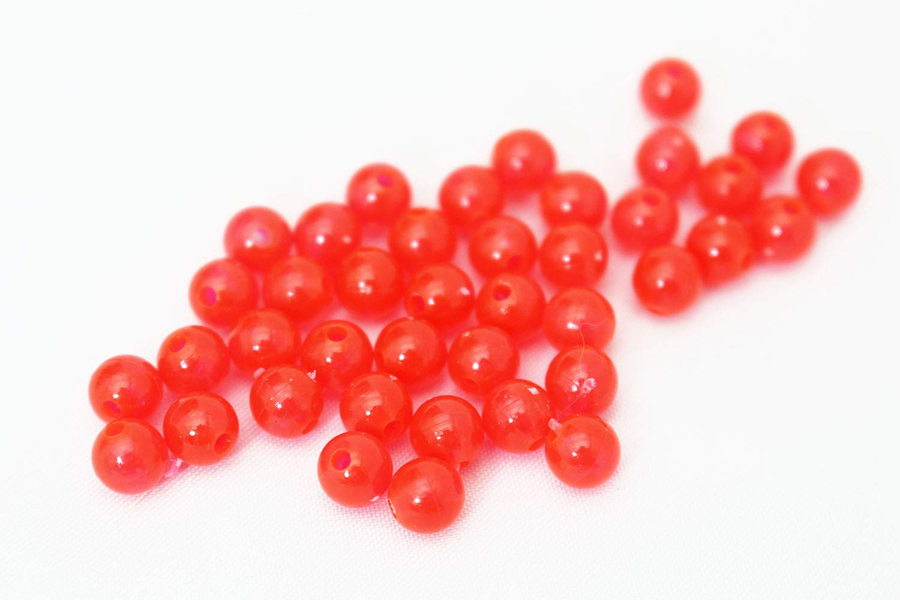 P Line Round Rigging Beads 6 MM 120 Piece - Clear/Red