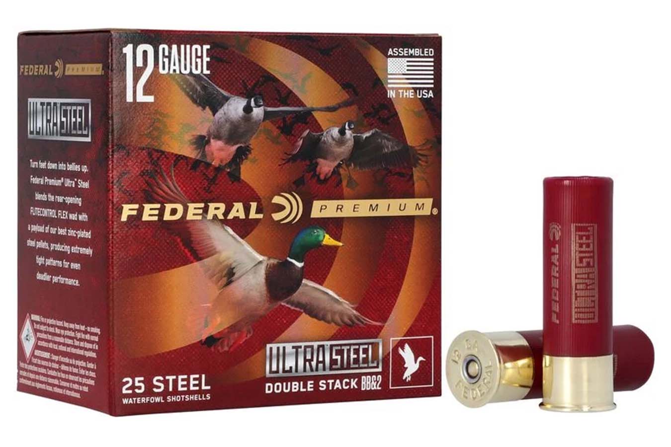 Federal 12 Gauge 3 Inch 1-1/4 oz BB and 2 Shot Ultra Steel 25/Box