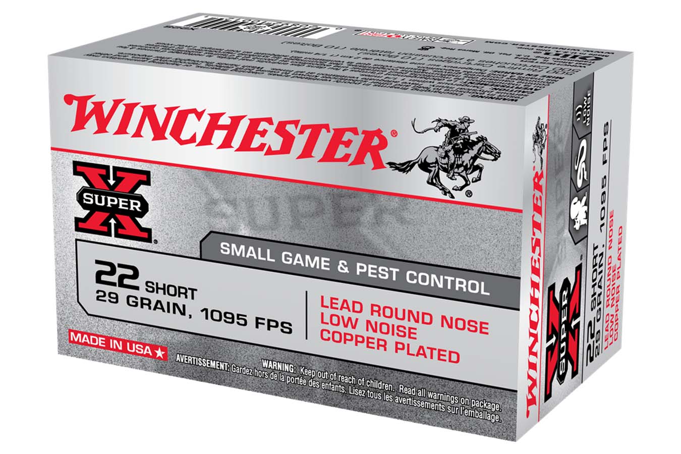 Winchester 22 Short 29 gr Copper Plated LRN Low Noise Super-X 50/Box