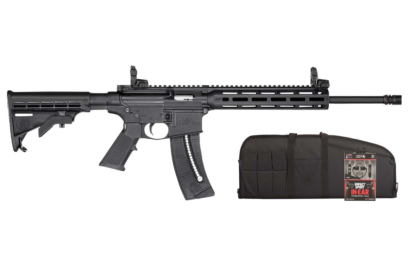 Smith & Wesson M&P15-22 Sport 22LR Semi-Auto Rifle with Rifle Case and Howard Leight Ear Buds