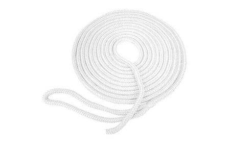 PREMIUM DOUBLE BRAIDED NYLON DOCK LINE 3/8 INCH X 25 FOOT, WHITE