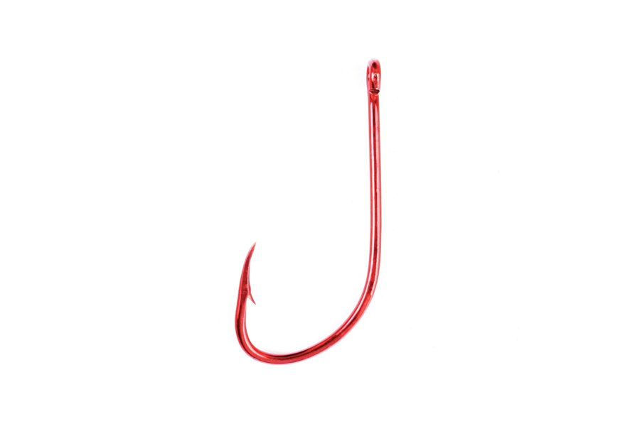 Eagle Claw Plain Shank Straight Eye Offset Hook Standard - Red