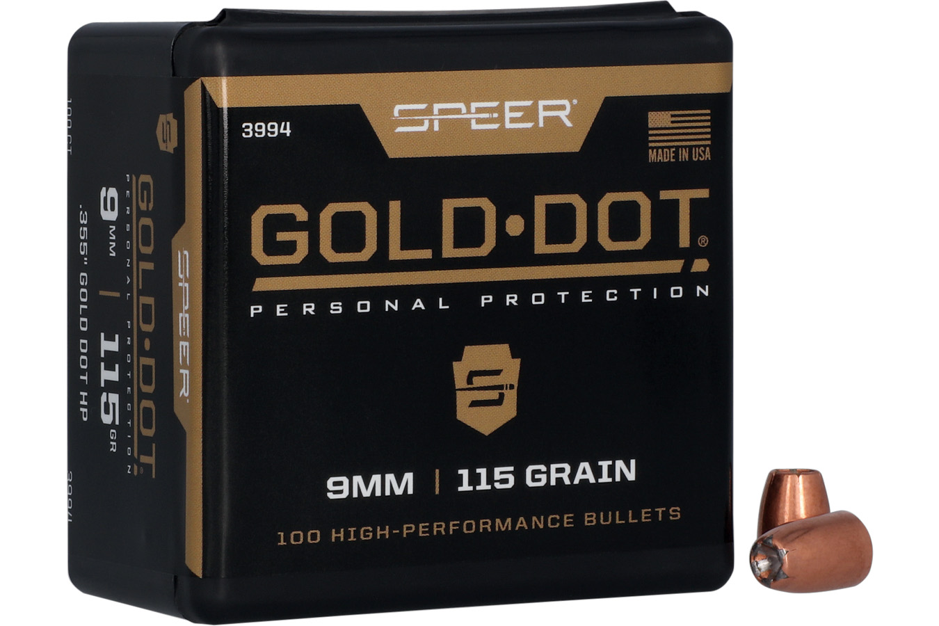 Speer Reloading Gold Dot Personal Protection 9mm 115gr Hollow Point 100 Per Box/5 Case