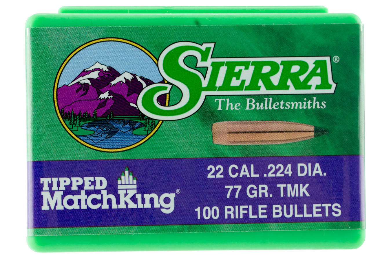 Sierra Bullets Tipped MatchKing 22Cal 77gr Tipped MatchKing 100/Box