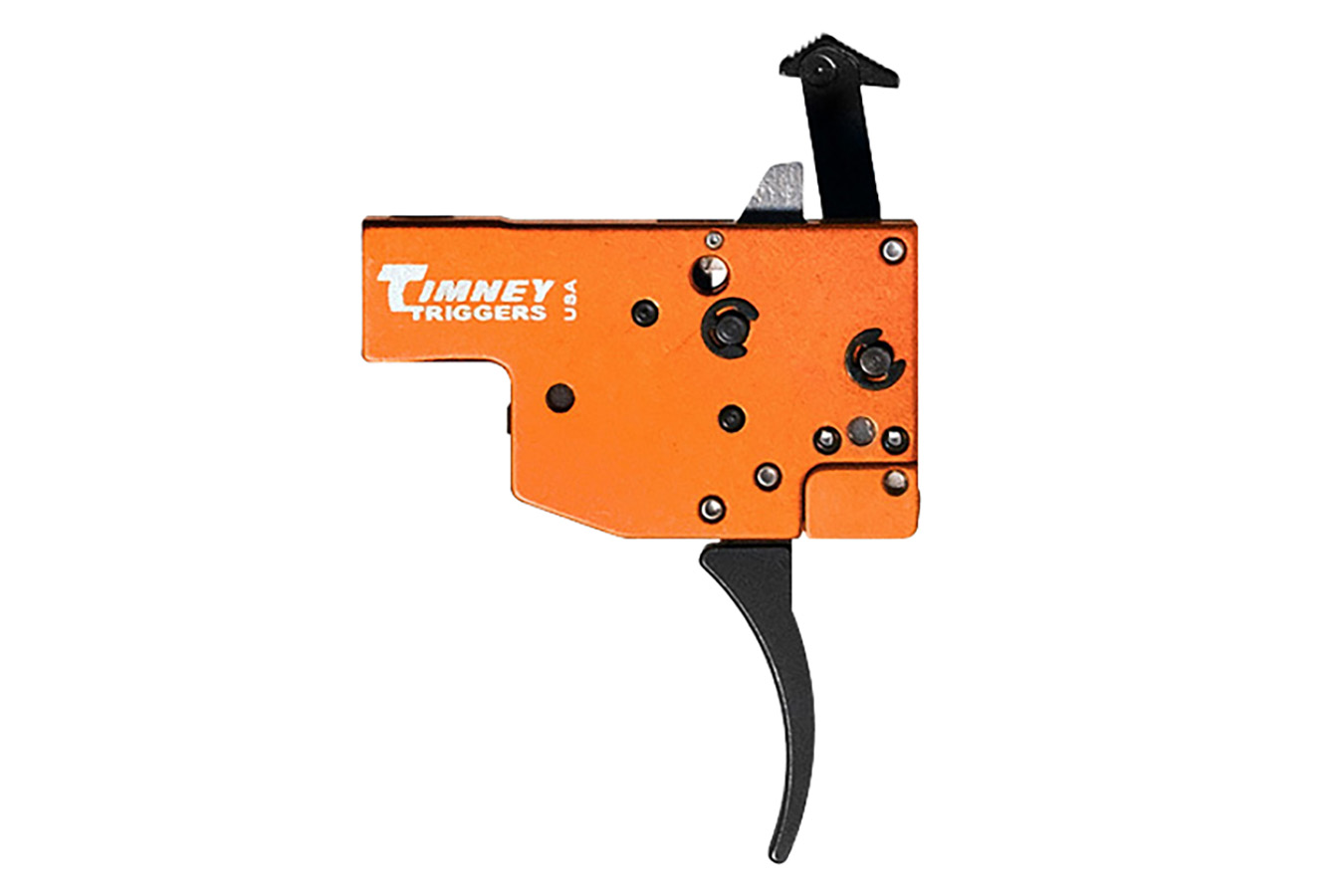 Timney Replacement Trigger Two-Stage Curved Trigger with 8 oz/1 lb Draw Weight & Black/Orange Finish for Tikka T3