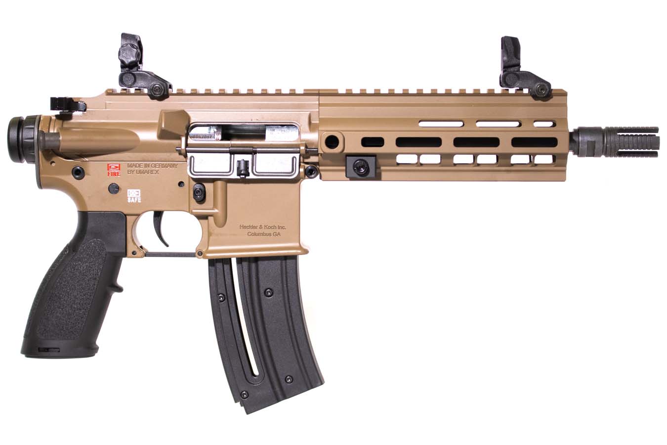 HK HK416 22LR Rimfire Pistol with FDE and Black Finish