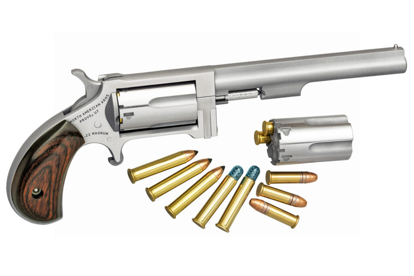 North American Arms Sidewinder 22 Magnum/22 LR Conversion Revolver with 4 Inch Barrel and Rosewood G