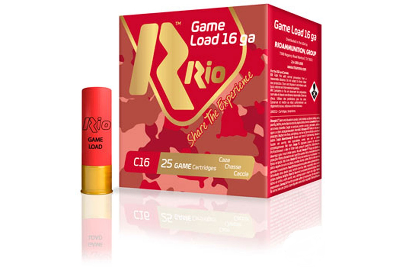 Rio 16 Gauge 2-3/4 Inch 1-1/8 oz 6-Shot Game Load 25/Box 