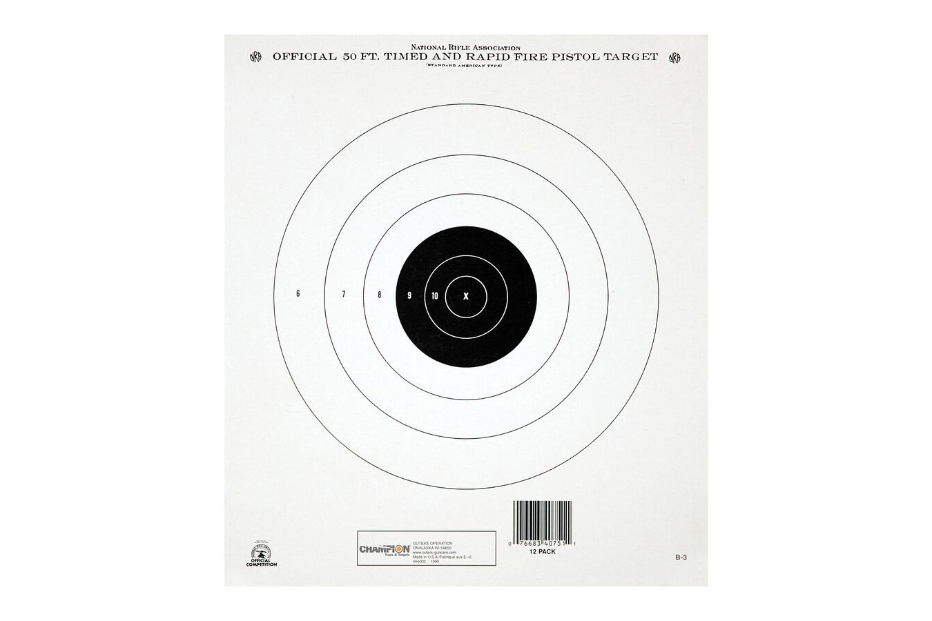 Champion 50 ft. Timed & Rapid Fire NRA Targets 12-Pack