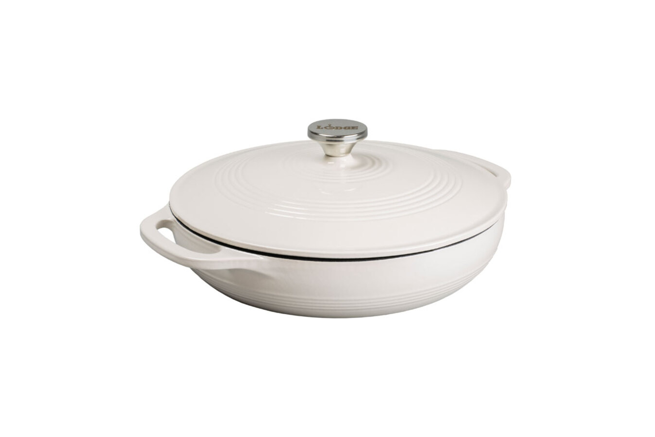 Lodge Cookware 3.6 Quart Essential Enamel Cast Iron Covered Casserole - Oyster